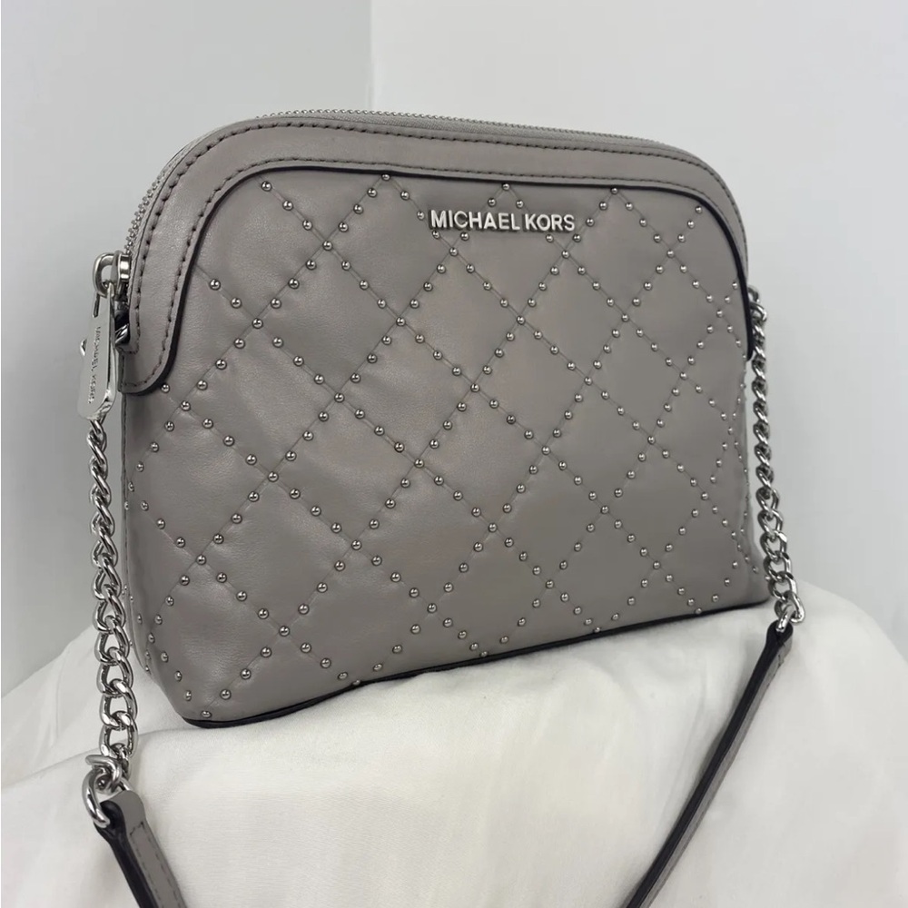 Michael Kors Jet Set Adele Grey Quilted Leather Crossbody Adjustable Strap XC - Picture 3 of 12